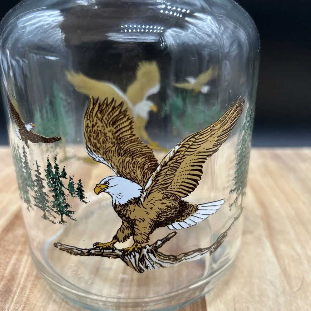 Vintage Glass Juice Pitcher Carafe Eagle Design Canada Sunoco Gas Premium
